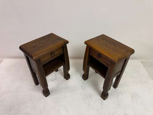 Pair of Oak Bedside Tables in the Style of Olavi Hänninen, Continental, 20th Century