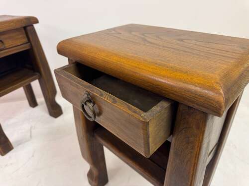 Pair of Oak Bedside Tables in the Style of Olavi Hänninen, Continental, 20th Century