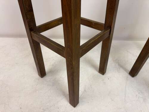 Pair of Oak and Rush Bar Stools, France, 20th Century