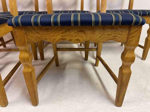 Set of Six “Razorblade” Dining Chairs by Henning Kjaernulf, Oak, 1960s