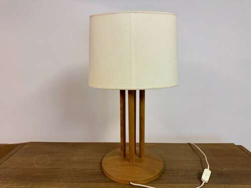 Pine Table Lamp with Rod Base, 1970s–1980s