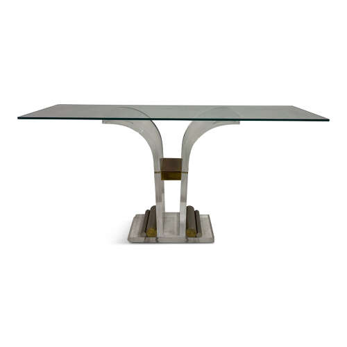 Pair of Lucite and Metal Console Tables