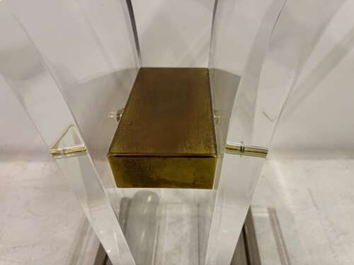 Pair of Lucite and Metal Console Tables