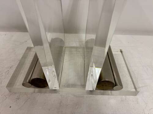 Pair of Lucite and Metal Console Tables