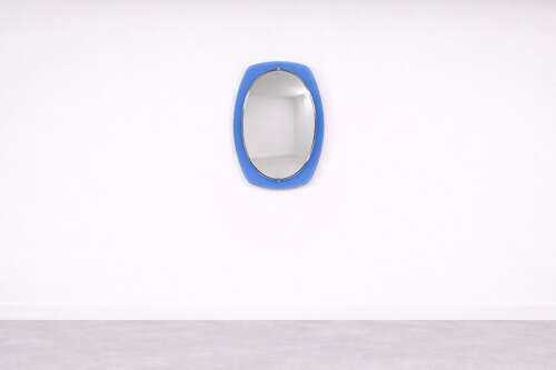 Blue Glass Mirror, Italy 1970s