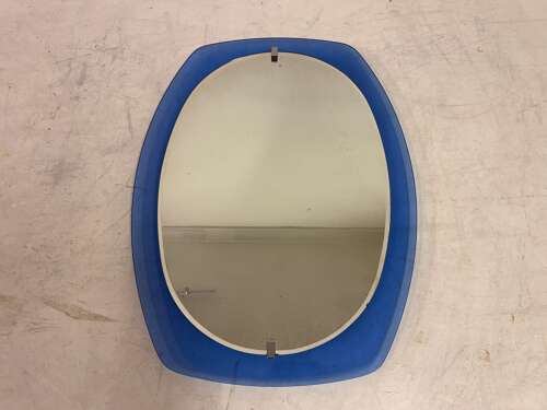 Blue Glass Mirror, Italy 1970s