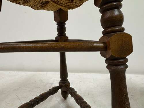Pair of Oak and Rush Stools