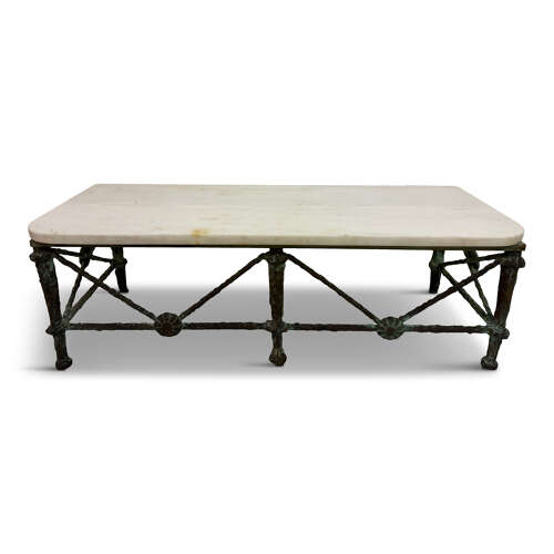 Bronze and Marble Wall Hung Console in the Style of Giacometti