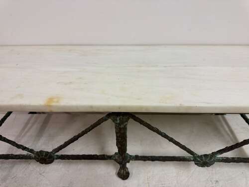 Bronze and Marble Wall Hung Console in the Style of Giacometti
