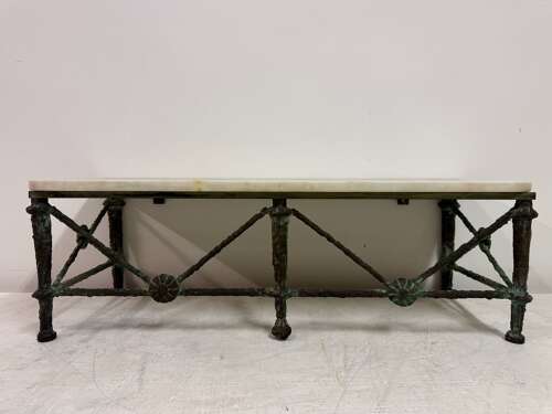 Bronze and Marble Wall Hung Console in the Style of Giacometti