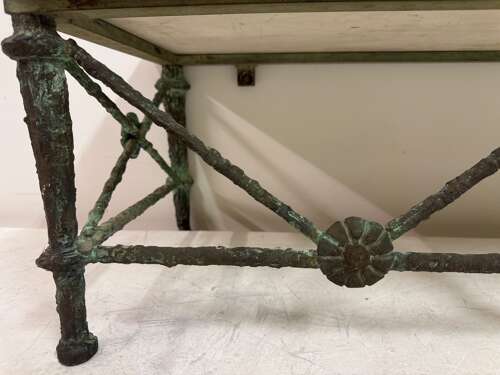 Bronze and Marble Wall Hung Console in the Style of Giacometti