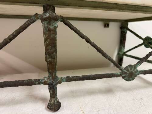 Bronze and Marble Wall Hung Console in the Style of Giacometti