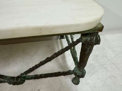 Bronze and Marble Wall Hung Console in the Style of Giacometti