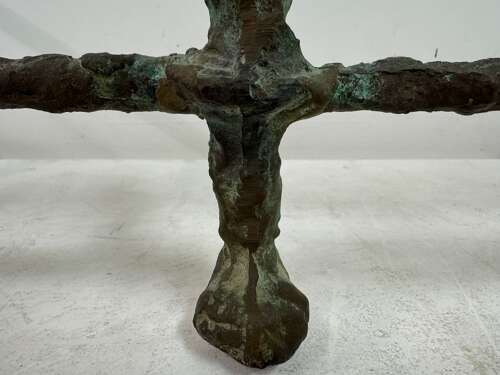 Bronze and Marble Wall Hung Console in the Style of Giacometti