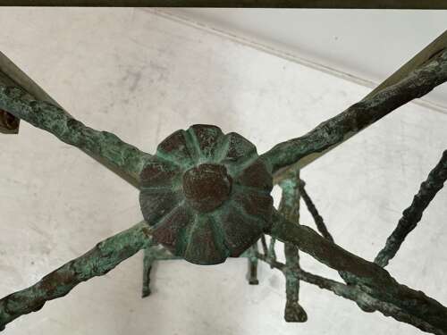 Bronze and Marble Wall Hung Console in the Style of Giacometti