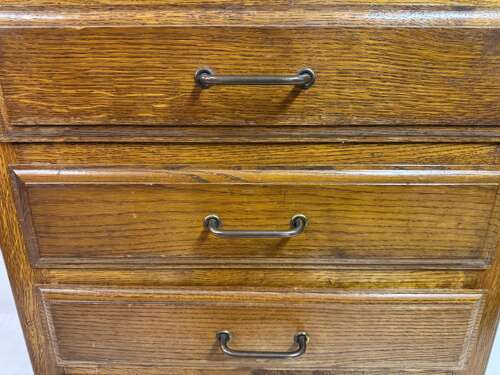 1950s French Tall Oak Chest of Drawers