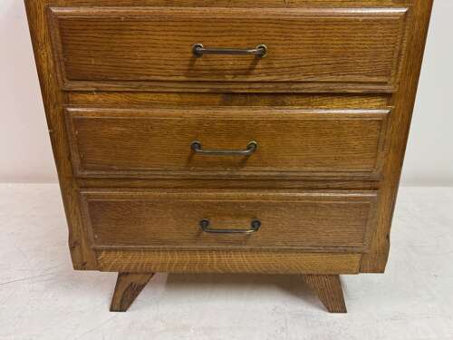 1950s French Tall Oak Chest of Drawers