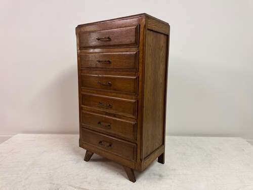1950s French Tall Oak Chest of Drawers