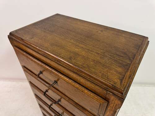 1950s French Tall Oak Chest of Drawers