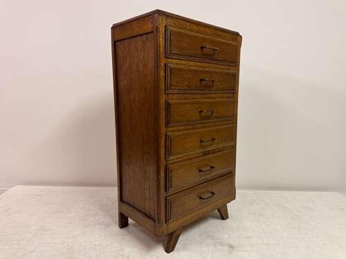 1950s French Tall Oak Chest of Drawers