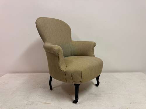 Antique Armchair in Neutral Fabric