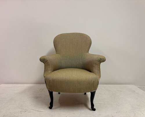 Antique Armchair in Neutral Fabric