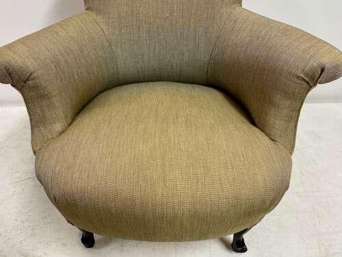 Antique Armchair in Neutral Fabric