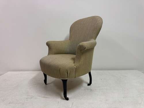 Antique Armchair in Neutral Fabric