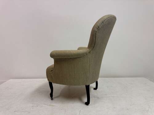 Antique Armchair in Neutral Fabric
