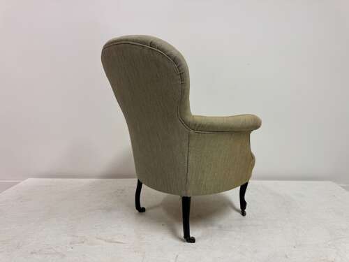 Antique Armchair in Neutral Fabric