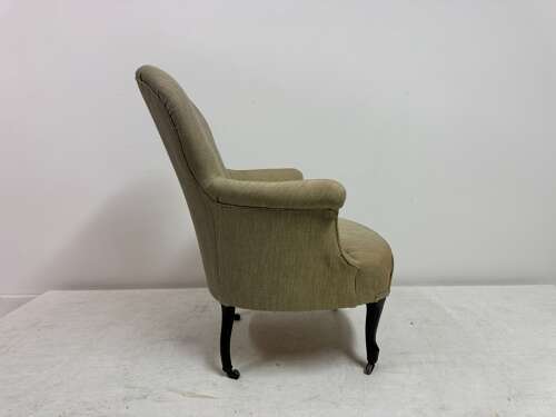 Antique Armchair in Neutral Fabric