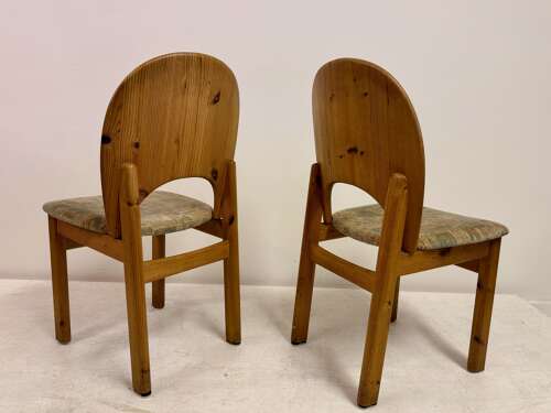 Set of Six Sculptural Danish Modern Brutalist Pine Dining Chairs