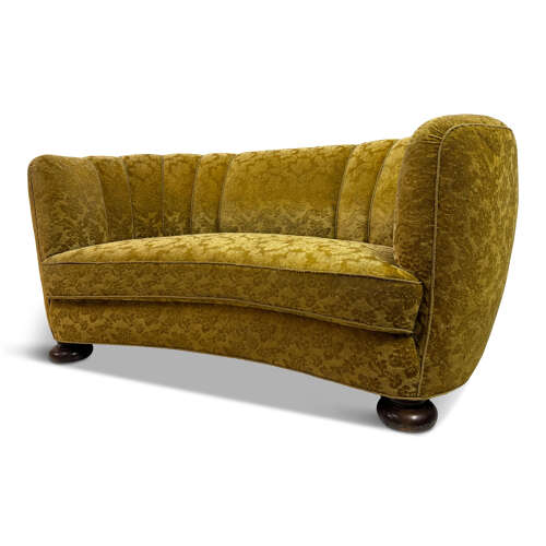 1930s Danish Curved Banana Sofa