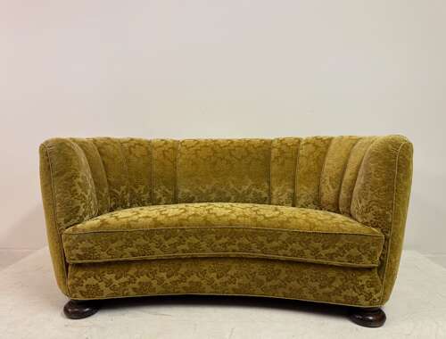 1930s Danish Curved Banana Sofa