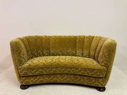 1930s Danish Curved Banana Sofa