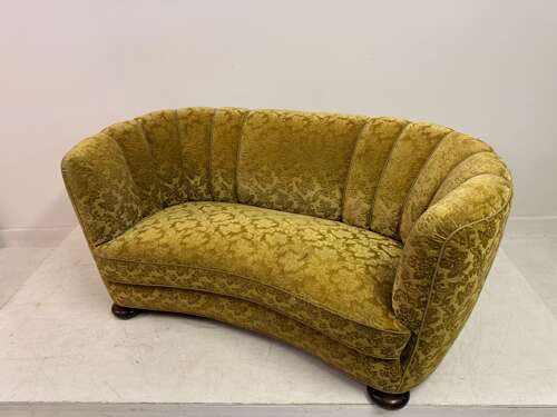 1930s Danish Curved Banana Sofa