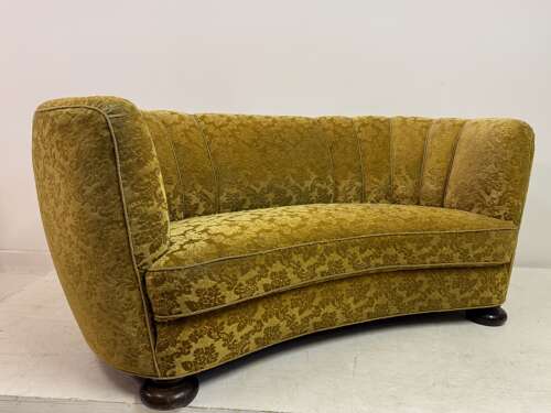 1930s Danish Curved Banana Sofa