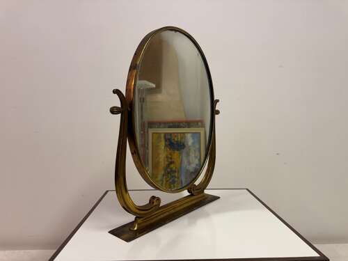 Mid Century 1950s Italian Brass Vanity or Dressing Table Mirror