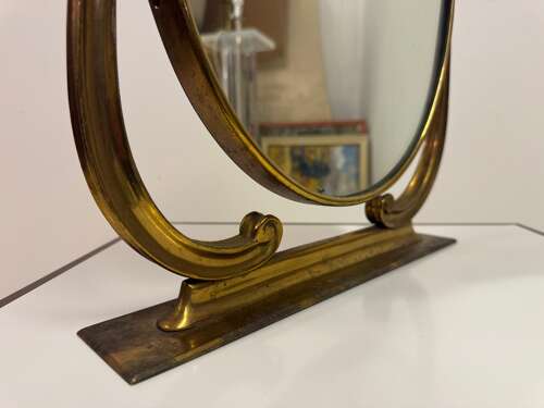 Mid Century 1950s Italian Brass Vanity or Dressing Table Mirror