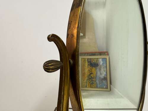 Mid Century 1950s Italian Brass Vanity or Dressing Table Mirror