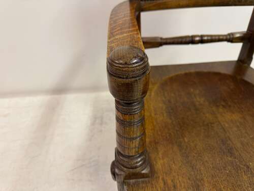 Early 20th Century Arts and Crafts Oak Armchair with Saddle Seat