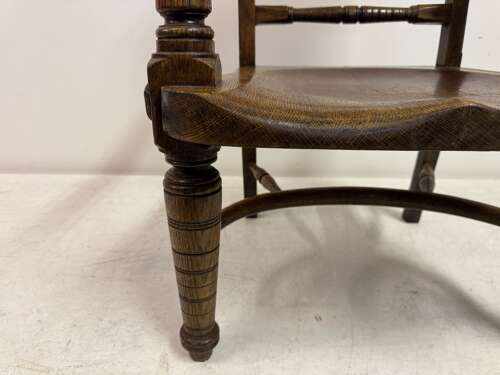 Early 20th Century Arts and Crafts Oak Armchair with Saddle Seat