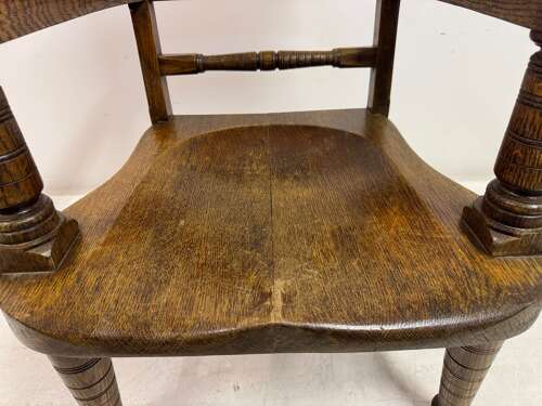 Early 20th Century Arts and Crafts Oak Armchair with Saddle Seat