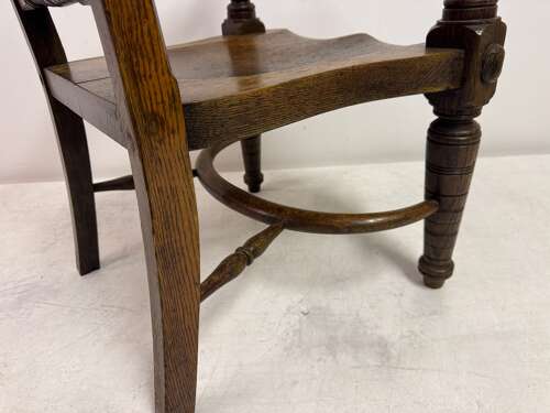 Early 20th Century Arts and Crafts Oak Armchair with Saddle Seat