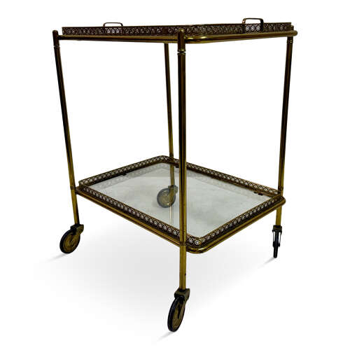 1960s French Brass Drinks Trolley or Bar Cart