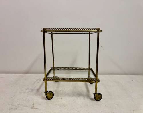 1960s French Brass Drinks Trolley or Bar Cart