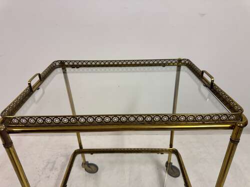 1960s French Brass Drinks Trolley or Bar Cart
