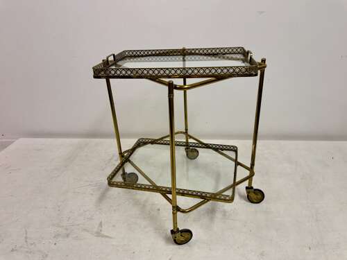 1960s French Brass Drinks Trolley or Bar Cart