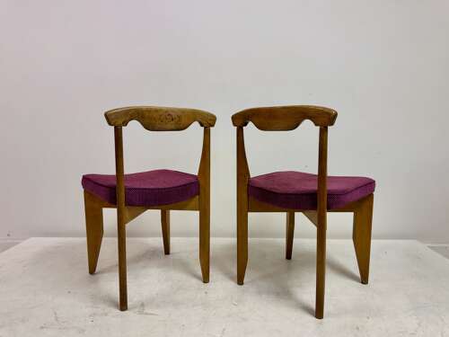 Set of Four Oak Dining Chairs by Guillerme et Chambron