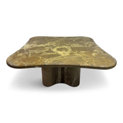1970s Italian Biomorphic Square Marble Table